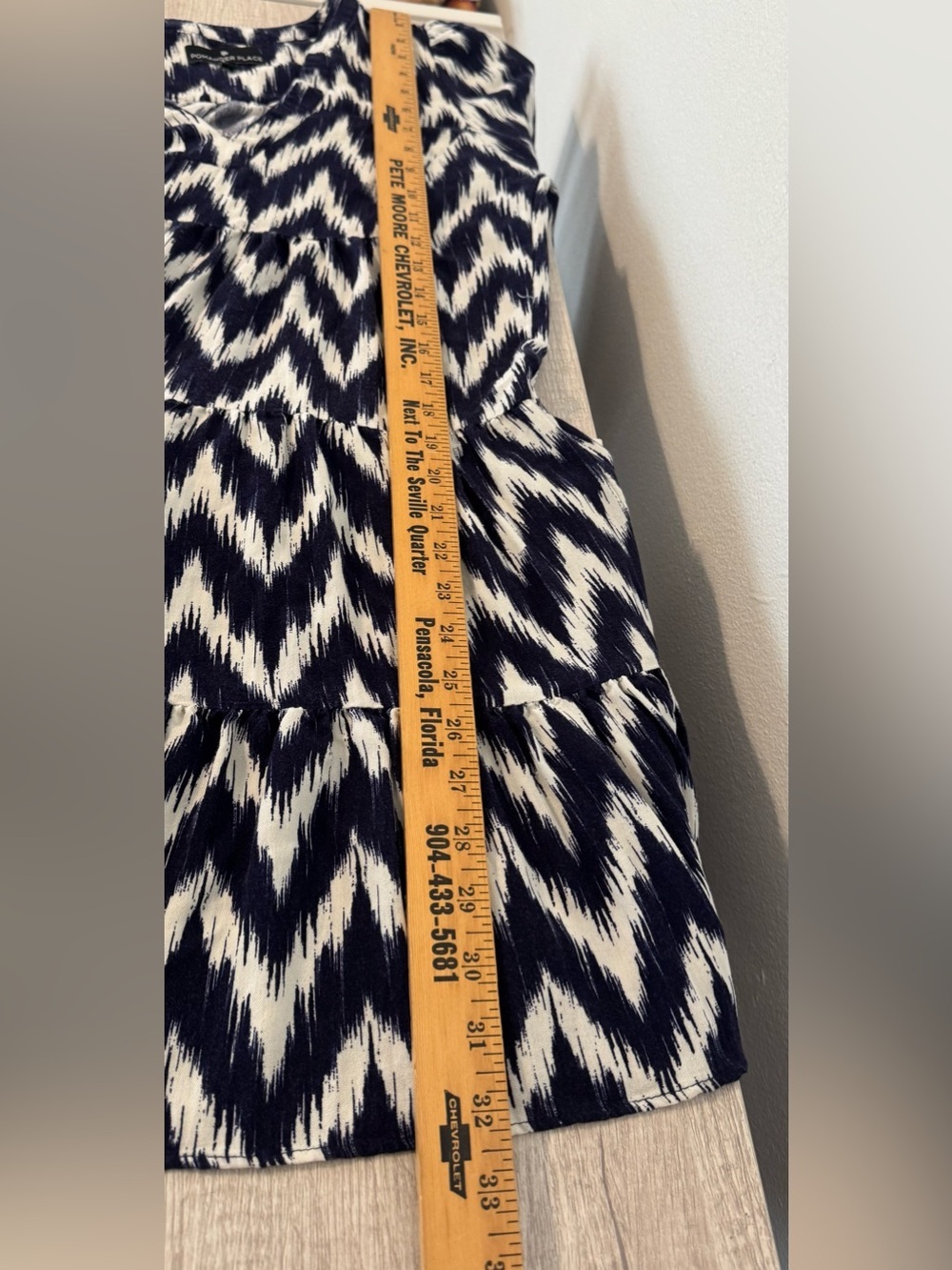 Tuckernuck Pomander Place Navy Ikat Kenzo Dress Empire Waist Swing Tiered XS - Picture 13 of 13